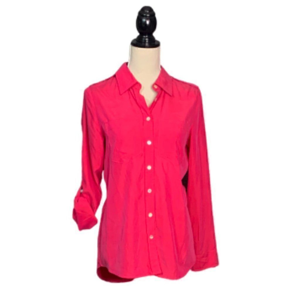 Chico's Hot Pink Military Style Blouse Sz 0 Small